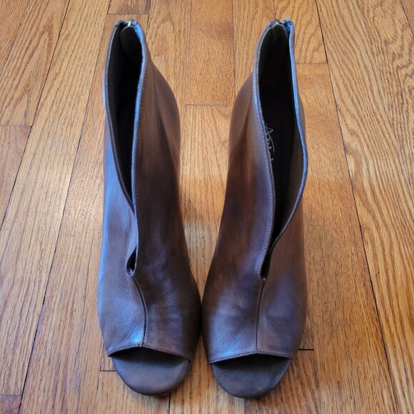 Antelope Leather Peep Toe Ankle‎ Boots Block Heel 39 Back Zip 8 8.5 - Picture 3 of 11
